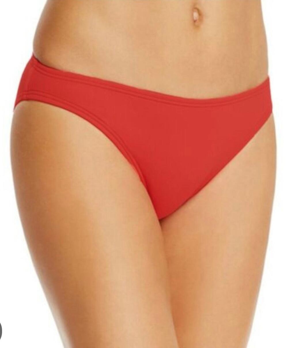 DKNY Lychee Red Stretch Classic Hipster Bikini Swim Bottom L NWT